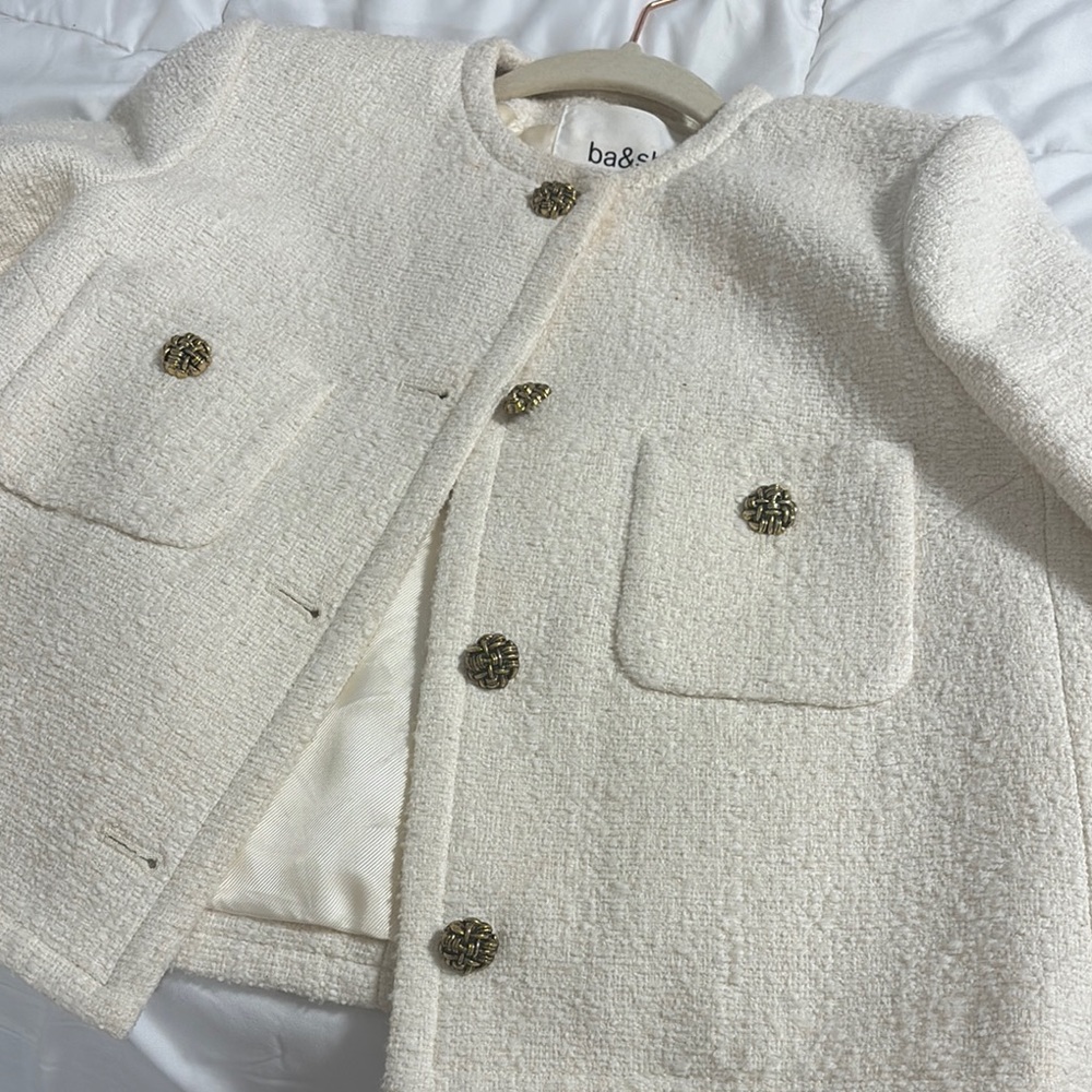 ba&sh Cream Textured Blazer Wool-Blend